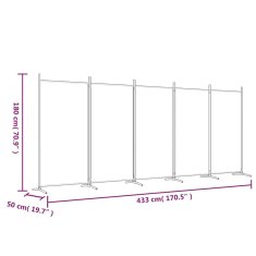 Vidaxl Paravan 5-delni črn 433x180 cm blago