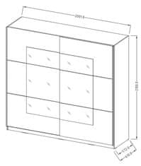 Trianova Garderobna omara z drsnimi vrati Beta 200 cm - San remo/bela - 22AE1657