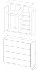 Trianova Garderobna omara z drsnimi vrati Beta 220 cm - Sonoma hrast/bela - 22FA1618