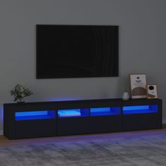 Vidaxl TV omarica z LED lučkami črna 210x35x40 cm