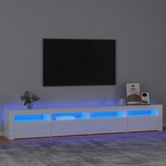 Vidaxl TV omarica z LED lučkami visok sijaj bela 240x35x40 cm