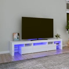 Vidaxl TV omarica z LED lučkami visok sijaj bela 200x36,5x40 cm