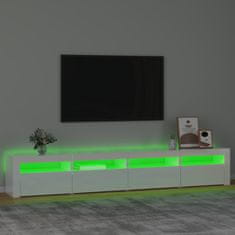 Vidaxl TV omarica z LED lučkami visok sijaj bela 240x35x40 cm