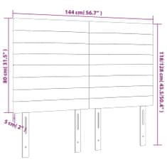 Vidaxl LED posteljno vzglavje temno rjavo 144x5x118/128 cm blago