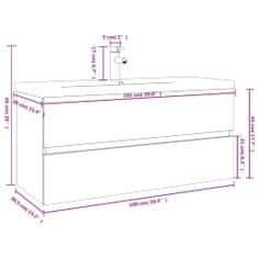 Vidaxl Omarica z vgradnim umivalnikom rjav hrast inženirski les