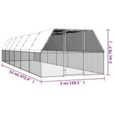 Vidaxl Zunanji kokošjak 3x12x2 m pocinkano jeklo