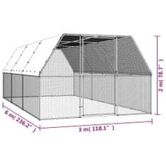 Vidaxl Zunanji kokošnjak 3x6x2 m pocinkano jeklo