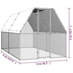 Vidaxl Zunanji kokošjak 2x4x2 m pocinkano jeklo