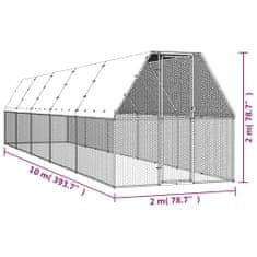 Vidaxl Zunanji kokošjak 2x10x2 m pocinkano jeklo