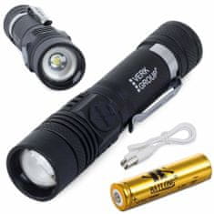 Bailong Alu akumulatorska LED CREE zoom ročna svetilka XM-L T6 400m