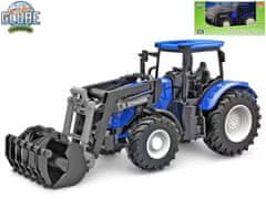 Kids Globe Otroški traktor Globe modre barve s sprednjim nakladalnikom s prostim tekom 27 cm