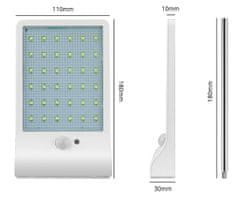 aptel Solarna ulična 36 LED cestna svetilka s PIR sezorjem gibanja 6500K bela