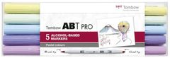 Tombow Dvostranski alkoholni marker ABT PRO - pastelne barve 5 kosov