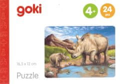 Goki Lesena sestavljanka Afriške živali: nosorogi 24 kosov