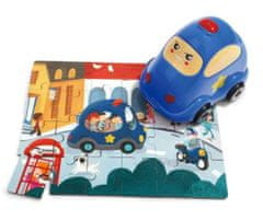 Sestavljanka Policijski avto, lesen z igračo