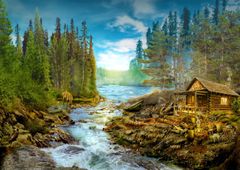 ENJOY Puzzle Log cabin at the rapids 1000 kosov