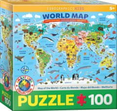 EuroGraphics Puzzle Ilustrirani zemljevid sveta 100 kosov