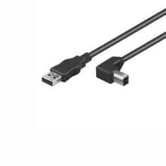 Kabel USB 2.0 A-B 2 m, črn, 90° priključek