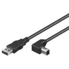 Kabel USB 2.0, A-B, 2 m z 90° ukrivljenim priključkom USB-B