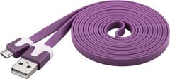 Kabel micro USB 2.0, A-B 2 m, ploščati PVC kabel, vijolične barve