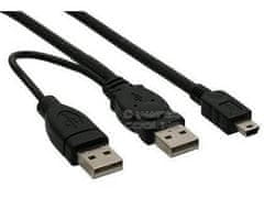 USB 2.0 napajalni Y kabel A/M + A/M -- A/M mini 0,4 m + 0,5 m