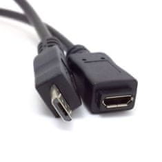micro USB 2.0 moški-ženska podaljšek, črn, 2 m