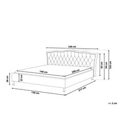 Beliani Siva oblazinjena postelja Chesterfield 140x200 cm METZ