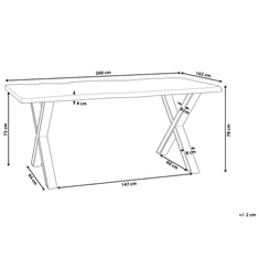 Beliani Jedilna miza naravna/črna, 200x102 cm BROOKE