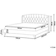 Beliani Svetlo siva oblazinjena postelja Chesterfield 140x200 cm BORDEAUX