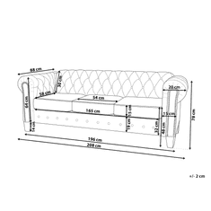 Beliani Trisedežna zofa oblazinjena v bež barvi CHESTERFIELD