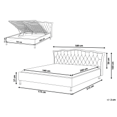 Beliani Siva oblazinjena postelja Chesterfield s prostorom za shranjevanje 160x200 cm METZ