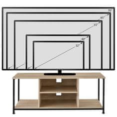 tectake TV omarica s 4. odprtimi predelki in nastavljivo polico, 120 cm, svetel les, hrast Sonoma