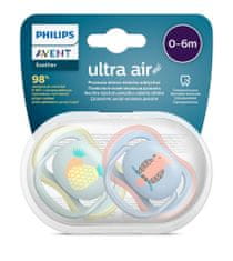 Philips Avent SCF085/12 Ultra Air tolažilna duda, silikonska, 0-6m, 2/1, ananas/papiga