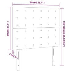 Vidaxl LED posteljno vzglavje svetlo sivo 90x5x118/128 cm žamet