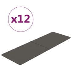 Vidaxl Stenski paneli 12 kosov temno sivi 90x30 cm žamet 3,24 m²