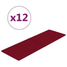 Vidaxl Stenski paneli 12 kosov vinsko rdeči 90x30 cm žamet 3,24 m²