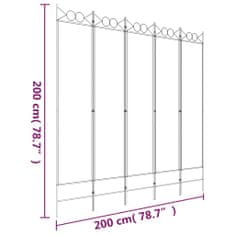 Vidaxl Paravan 5-delni rjav 200x200 cm blago