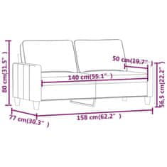 Vidaxl Dvosed temno siv 140 cm žamet