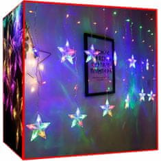 Malatec Novoletne lučke zavesa 108 LED RGB barvna 2,5m zvezdice 8 funkcij