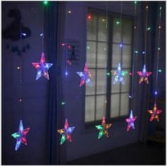 Malatec Novoletne lučke zavesa 108 LED RGB barvna 2,5m zvezdice 8 funkcij