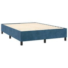 Vidaxl Box spring postelja z vzmetnico temno modra 140x200 cm žamet