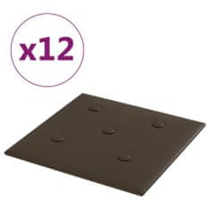 Vidaxl Stenski paneli 12 kosov rjav 30x30 cm umetno usnje 1,08 m²