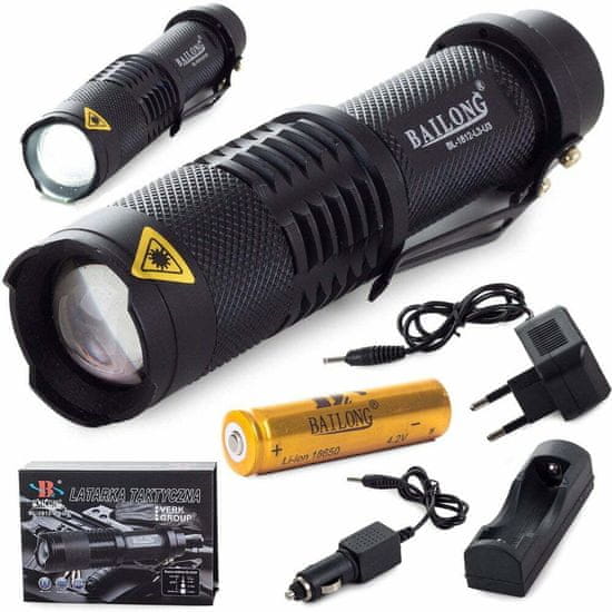 Bailong 5v1 alu akumulatorska LED ročna svetilka CREE zoom XM-L T6 400m