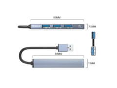 Orico AH-A13 USB Hub s 4 vhodi, Alu, 0.15 m, siva (AH-A13-GY-BP)