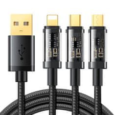 Joyroom Kabel USB Joyroom S-1T3015A5 3v1 USB-C / Lightning / Micro USB 3,5A 1,2 m (črn)