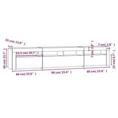 Vidaxl TV omarica z LED lučkami sonoma hrast 210x35x40 cm