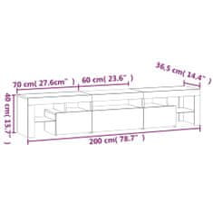 Vidaxl TV omarica z LED lučkami siva sonoma 200x36,5x40 cm