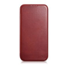 iCARER Usnjeni ovitek za iPhone 14 Plus z magnetno zaklopko MagSafe CE Oil Wax Premium Leather maroon