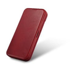 iCARER Usnjeni ovitek za iPhone 14 Plus z magnetno zaklopko MagSafe CE Oil Wax Premium Leather maroon
