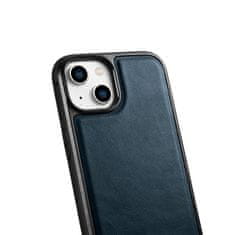 iCARER Ovitek iz pravega usnja za iPhone 14 Leather Oil Wax navy blue